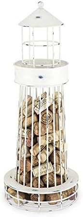  5599 Lighthouse Wine Cork Holder And Farmhouse Home Decor Kitchen Accessory, Set Of 1, White