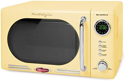  Retro Compact Countertop Microwave Oven, 0.7 Cu. Ft. 700-Watts With LED Digital Display, Child Lock, Easy Clean Interior, Black