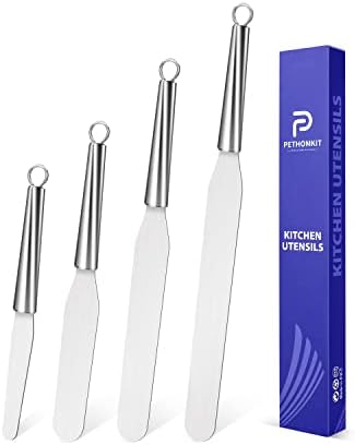  Cing Spatula, Cake Straight Spatula Set With 4, 6, 8 & 10 Inch Blades, Stainless Steel Handle Suitable For Home, Kitchen Or Bakery