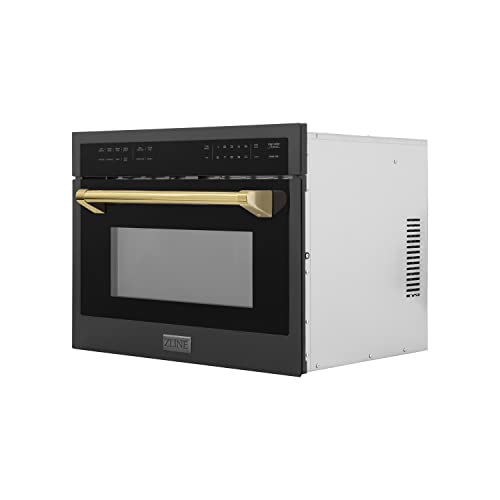  INE Autograph Edition 24" 1.6 Cu Ft. Built-in Convection Microwave Oven In Black Stainless Steel And Gold Accents