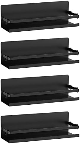  Magnetic Spice Rack Magnetic Paper Towel Holder For Refrigerator Fridge Organizer For Kitchen, Space Saver Container For Kitchen/Apartment, Drill Free, Black