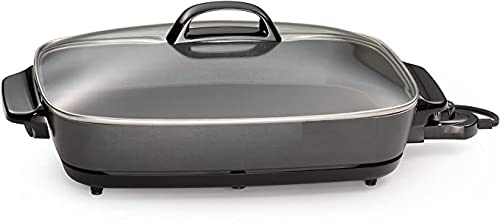  Deluxe Nonstick Electric Skillet - Surface,stick-free Cooking,easy Cleaning,cover Wont Dent,warp, Peel, Or Bend,11-Inch Electric Skillet, Black
