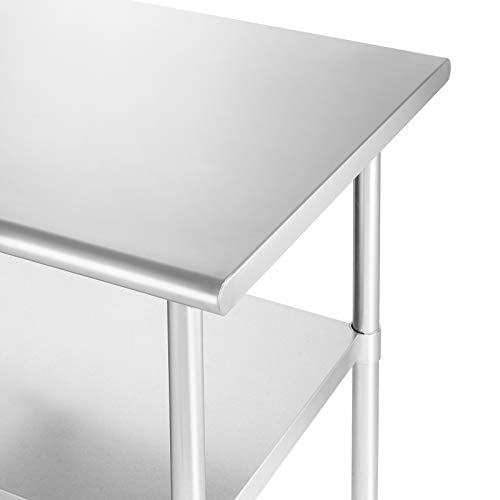  Stainless Steel Work Table 48 X 24 Inches, NSF Commercial Kitchen Prep Table With Under Shelf For Restaurant And Home