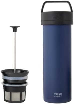  - P0 Ultralight French Press - Double Walled Stainless Steel Vacuum Insulated Coffee And Tea Maker, Portable And Durable Coffee Press For Travel, Camping, And Everyday Use - 16oz, (Cranberry)