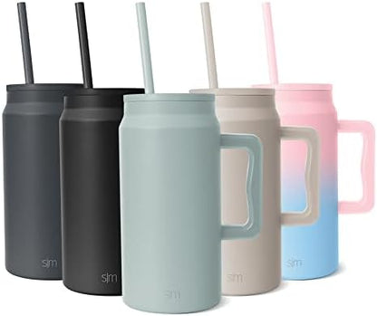  50 Oz Mug Tumbler With Handle And Straw Lid | Reusable Insulated Stainless Steel Large Travel Jug Water Bottle | Valentines Gifts For Him & Her | Trek Collection | 50oz | Graphite