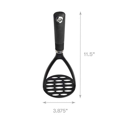  Potato Masher Sturdy And Heat Resistant, Safe For Non-Stick Cookware, Soft Grip Nylon Gadget, Black