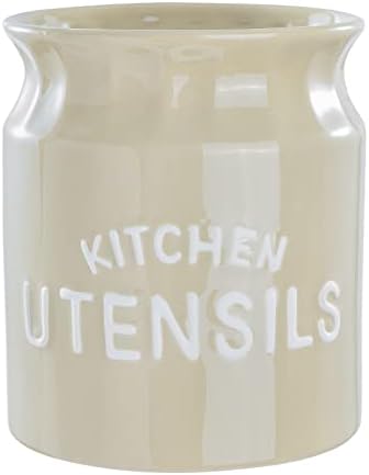  Karisky Utensil Holder, 6.5" Large Kitchen Utensil Holder For Kitchen Counter, Ceramic Cooking Utensil Crock, Decorative Utensil Caddy Organizer For Modern Farmhouse Kitchen Decor, Black