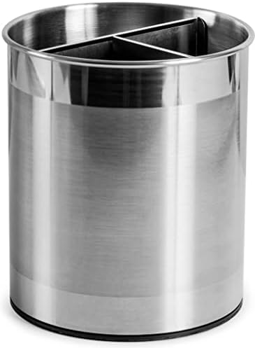  Rotating Plastic Extra Large Utensil Holder Crock With Weighted Base, Removable Divider, And Gripped Insert - Dishwasher Safe Kitchen Utensil Holder For Kitchen Counter: Cooking Black Utensil Caddy