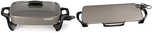 Presto Electric Skillet, 16", Grey Ceramic & Ceramic 22-inch Electric Griddle With Removable Handles, One Size, Black