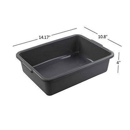  4-Pack Gray Commercial Bus Tubs, 8 L Small Plastic Bus Box
