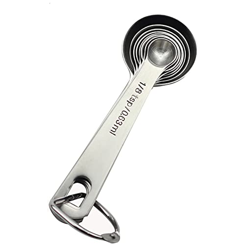  Magnetic Measuring Spoons Set, Dual Sided, Stainless Steel, Fits In Spice Jars, Black, Set Of 8