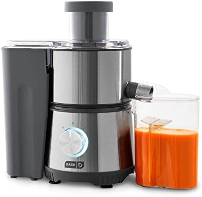 Dash Ash Compact Centrifugal Juicer, Press Juicing Machine, 2-Speed, 2" Wide Feed Chute For Whole Fruit Vegetable, Anti-drip, Stainless Steel Sieve - Cool Grey