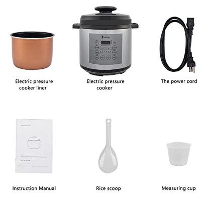  1000W Push-Button Stainless Steel Electric Pressure Cooker 13 In 1 Cooking Mode, Stainless Steel Color