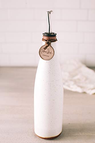  Efferson Street Ceramics - Made In USA Ceramic Olive Oil Cruet - Stoneware Vinegar Bottle - Handmade Oil Dispenser For Kitchen