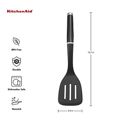 KitchenAid Classic Slotted Turner, One Size, Black 2, 13.66-Inch & Classic Multifunction Can Opener/Bottle Opener, 8.34-Inch, Black