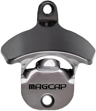  Outdoor Bottle Opener Wall Mounted - Style Magnetic Beer Bottle Opener That Catches Caps - Easy To Install And Incredibly Convenient (Gunmetal Black)