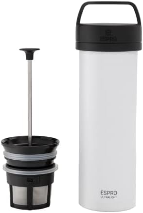 - P0 Ultralight French Press - Double Walled Stainless Steel Vacuum Insulated Coffee And Tea Maker, Portable And Durable Coffee Press For Travel, Camping, And Everyday Use - 16oz, (Cranberry)
