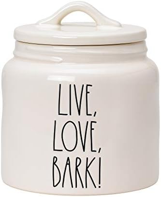  Ae Dunn Ceramic Cookie Jar, Dog Biscuit Kitchen Canister With Lid, Hand-Lettered “Treats” Snack Jar