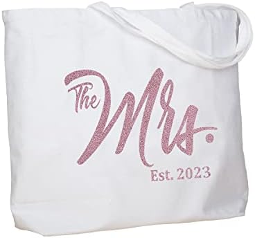  ELEGANTPARK Future The Mrs. EST. 2023 Personalized Bride Tote Wedding Bachelorette Bridal Shower Gifts Large Shoulder Bag Black With Champagne Glitter