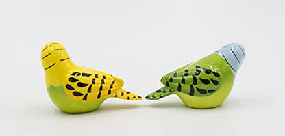  2-1/8-Inch Ceramic Yellow And Green Parakeet Salt And Pepper