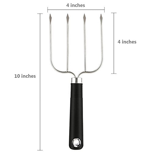  Urkey And Poultry Lifter Fork, Set Of 2 Stainless Steel Cooking Roasting Carving Meat Forks Tools Heat-resistant For BBQ Barbecue Grilling Smoking Transport Turning