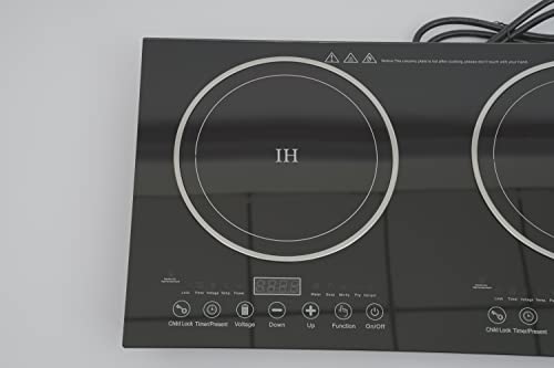  Ouble Induction Cooker With 2 Burners, 1200W Electric Burner Cooker, Tempered Glass Induction Conduction Cooktop, Dual Induction Cooktop Counter Top Burner, Independent Control Multiple Power Levels