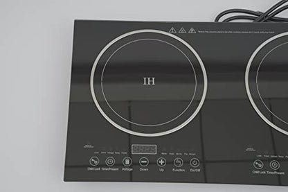  Ouble Induction Cooker With 2 Burners, 1200W Electric Burner Cooker, Tempered Glass Induction Conduction Cooktop, Dual Induction Cooktop Counter Top Burner, Independent Control Multiple Power Levels