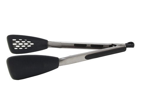OXO Good Grips 12-Inch Tongs With Silicone Head & Good Grips Silicone Flexible Tongs Stainless,Black,