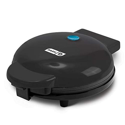 Dash Ash DEWM8100BK Express 8” Waffle Maker Machine, 8 Inch, Black & DMS001BK Mini Round, Electric Griddle Machine For Individual Pancakes, Cookies, Eggs & Other With Indicator Light, Black