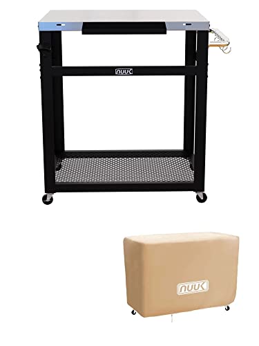  Double-Shelf Rolling Outdoor Dining Cart Table, 20" X 30" Stainless Steel Commercial Multifunctional Kitchen Food Prep Worktable On Wheels W/Adjustable Storage Tray & Waterproof Protective Cover