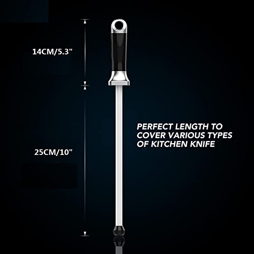  Knife Honing Rod,10 Inches Ceramic Sharpening Stick, Home Kitchen Knife Sharpener, 1000 Grit Ceramic