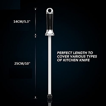  Knife Honing Rod,10 Inches Ceramic Sharpening Stick, Home Kitchen Knife Sharpener, 1000 Grit Ceramic