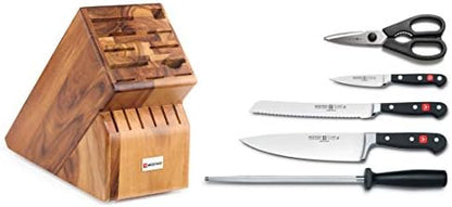 Wüsthof WUSTHOF Classic 6 Piece Kitchen Knife Set | 3.5" Paring Knife, 8" Bread Knife, 8" Cook's Knife, 9" Honing Steel Come Apart Kitchen Shears, Black