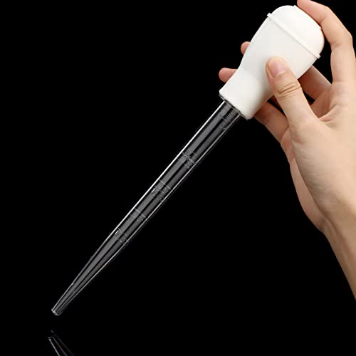  Nylon Heat-resistant Turkey Baster Cooking Set Includes Meat Baster, 1 Silicone Basting Brush And 2 Cleaning Brush For BBQ Grill Baking Kitchen Cooking (Black White, 5 Pieces)