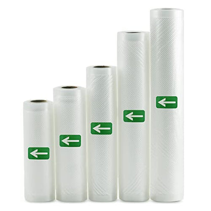  Mozing Vacuum Sealer Bags, Commercial Grade Food Seal Bag Rolls, Meal Saver Bags For Storage Or Sous Vide, 5 Pack 1 Roll 5.9" X 11', 1 Roll 6.7" X 11', 1 Roll 7.9" X 11', 1 Roll 9.8" X 11' And 1 Roll 11" X 11' (5 Rolls)