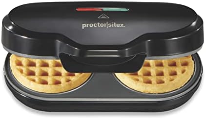  Double Mini Waffle Maker Machine With 4” Round Non-stick Grids, Makes 2 Personalized Individual Breakfast Chaffles And Hashbrowns, Compact, Black (26102)