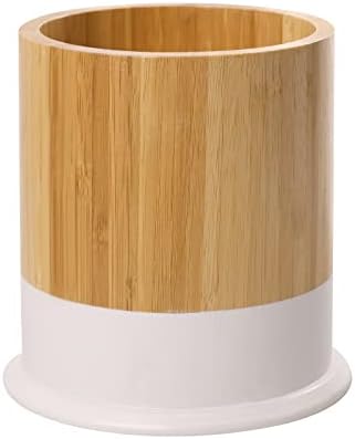  Kitchen Utensil Holder,Large Cooking Utensil Caddy Crock For Counter,Weighted Base For Stability,6.2 X 6.2 Inches,Black