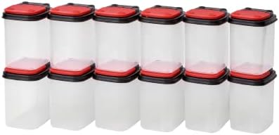  Bits & Bolts Stackable Plastic Storage Bins – Flip Top Organizer | Great For Food Storage, Pantry, Crafts, Toys, Small Hardware & More | Storage Containers With Blue Lids, 12 Pack