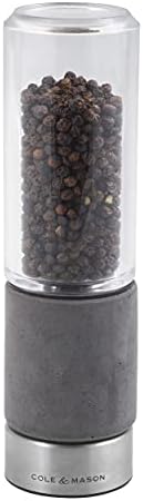 Cole & Mason H321802 Regent Salt Mill | Precision+ Stemless | Concrete/Stainless Steel/Acrylic | 180mm | Single | Includes 1 X Salt Grinder | Lifetime Mechanism Guarantee