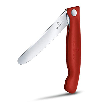 Victorinox 4.3-Inch Swiss Classic Foldable Paring Knife With Wavy Edge In Red