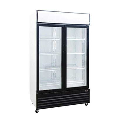  Glass 2 Door Upright Display Beverage Cooler Merchandiser; 35 Cubic Ft., 45" Wide