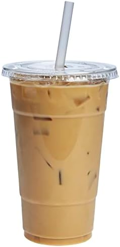  [50 Count] 24 Oz. Crystal Clear Plastic Cups With Flat Lids
