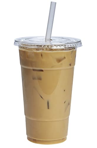  [50 Count] 24 Oz. Crystal Clear Plastic Cups With Flat Lids
