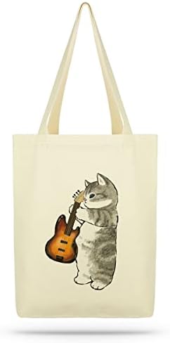  ÇINAR BEZ ÇANTA A.Ş. Eco Tote Bag, Canvas Tote Bag For Women With Cat Print, Zippered Inner Pocket, The Tote Bag