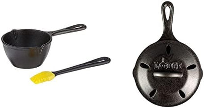 Lodge Cast Iron Silicone Brush Melting Pot, 15.2 Oz, Black
