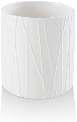  KOOV Kitchen Utensil Holder, Large Ceramic Utensil Crock, Deep And Stable, Utensils Caddy Irregular Striped Series (Aegean)
