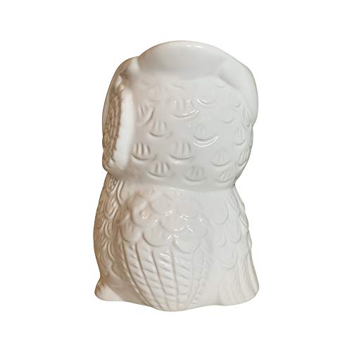  Multi-Purpose Ceramic Owl, Functions As Cooking Utensil Holder, Kitchen Storage Crock, Accent Décor, Organizer, Vase And More (Ceramic White)