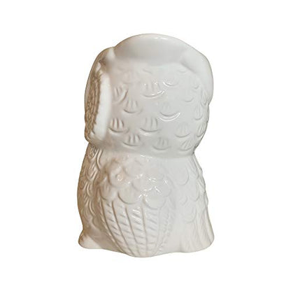  Multi-Purpose Ceramic Owl, Functions As Cooking Utensil Holder, Kitchen Storage Crock, Accent Décor, Organizer, Vase And More (Ceramic White)