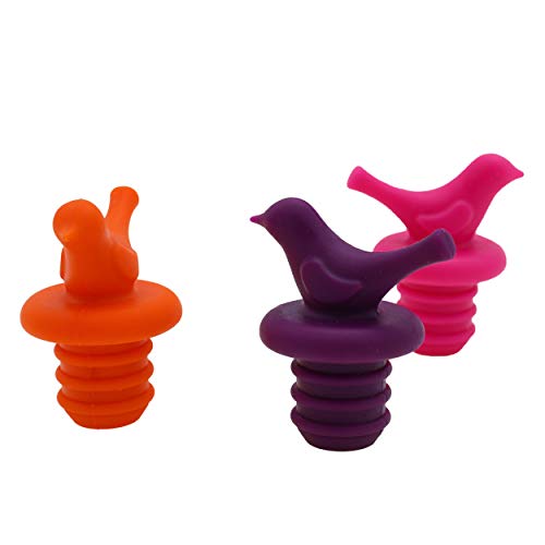  Little Bird Wine Bottle Stopper, Silicone Reusable Beverage Bottle Stopper, Decorate Wine Outlet Cap, Cute Wine Toppers For Preserver, Set Of 6