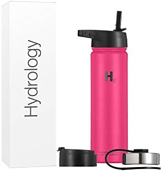  Ydrology Water Bottle - 18 Oz, 22 Oz, 32 Oz, 40 Oz, Or 64 Oz With 3 LIDS Double Wall Vacuum Insulated Stainless Steel Wide Mouth Sports Hot & Cold Thermos (22 Oz, Pacific Blue)
